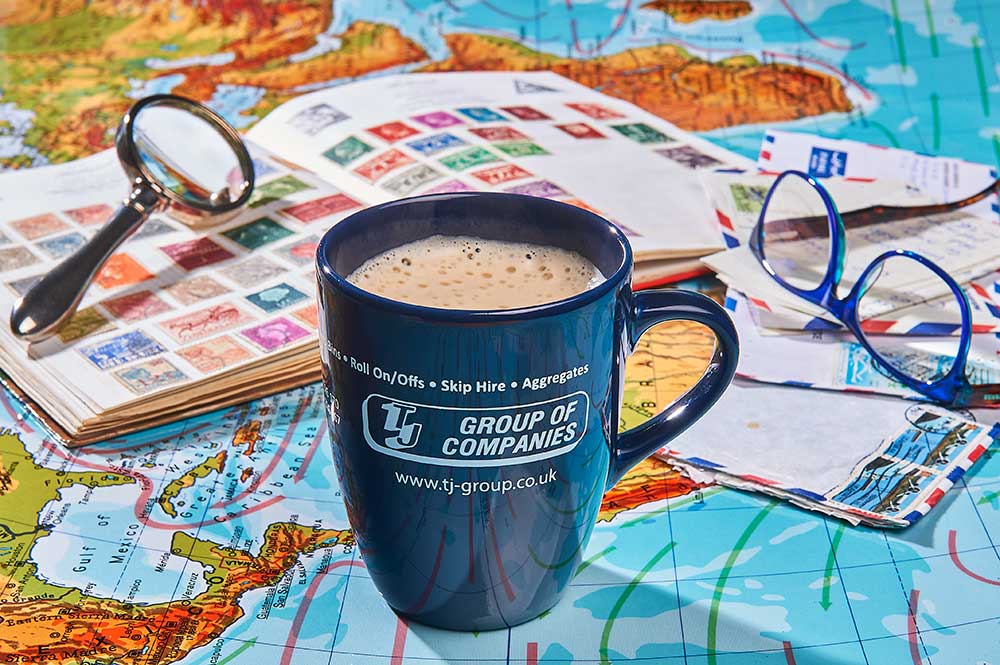 Printed mug on a map from Prince William Pottery