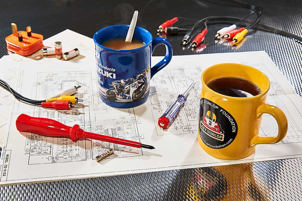 Printed mug in a workshop from Prince William Pottery