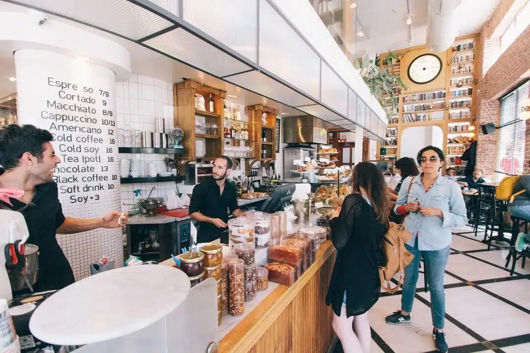 customers being served at food counter