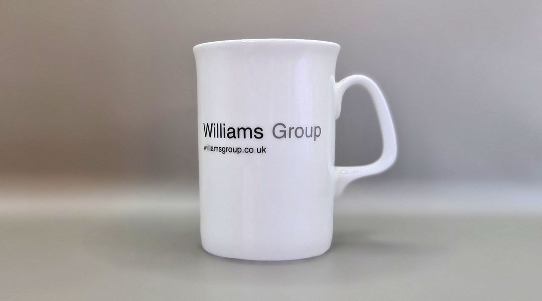 Opal printed promotional mug from Prince William Pottery